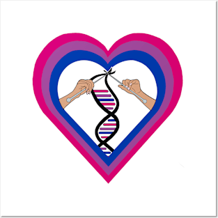 Bisexual (Bi) Pride Flag Knitted DNA Heart Posters and Art